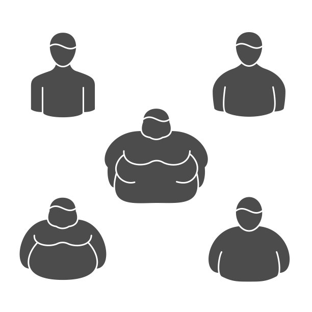 肥胖人群的肥胖水平和外形的形状分类。矢量线的图标图片下载