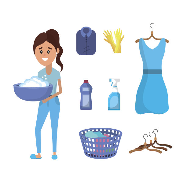 洗衣设备和做家务的女人图片下载