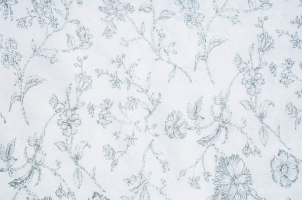 棉布质地，底色，白色，带有彩绘花卉图片下载