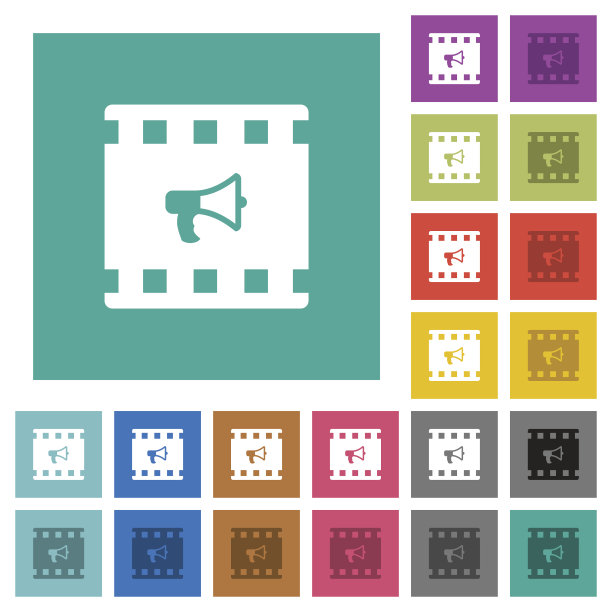 电影导演方形平多色图标图片下载