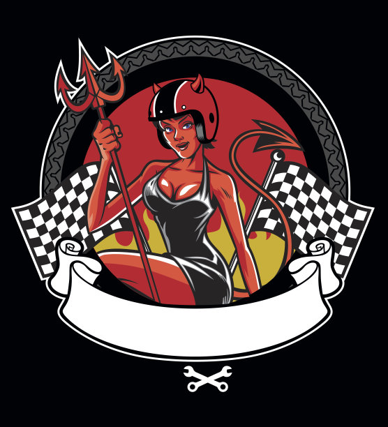 性感的魔鬼戴着摩托车头盔图片下载