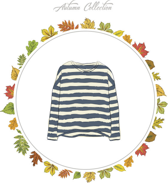 套头毛衣，手绘衣服。秋天收集。秋叶的框架。矢量插图。图片下载