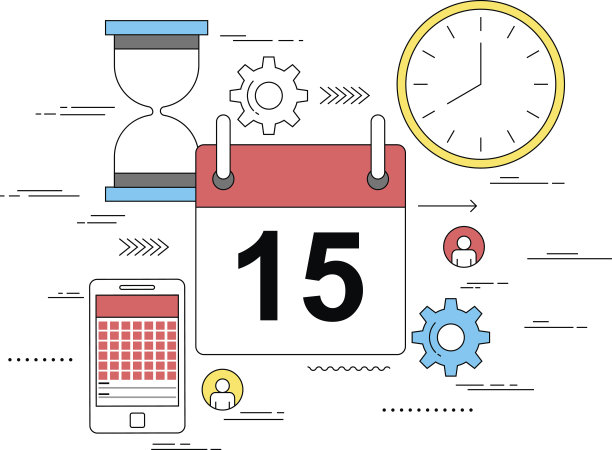 时间管理概念线风格插图图片下载