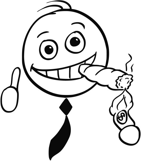 卡通插图的快乐商人闪电雪茄与钞票图片下载