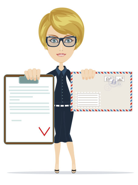 拿着合同协议书和信封的女人图片下载