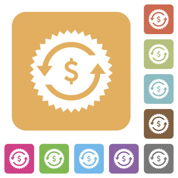 美元偿还保证贴纸圆形方形扁平图标图片下载