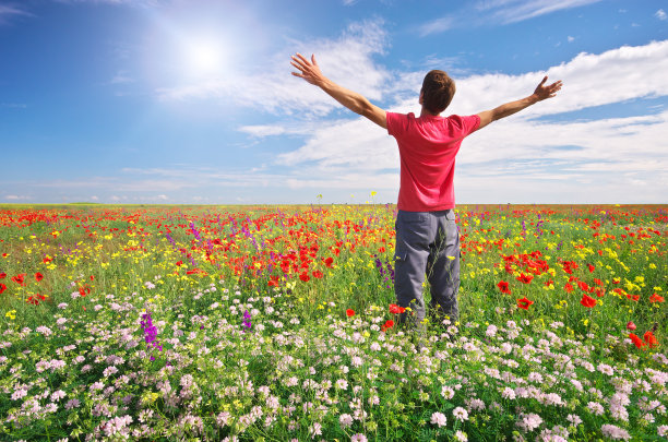 春天草地上的人图片下载