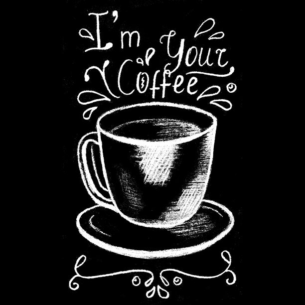 咖啡店或咖啡馆菜单手绘插图和字母。图片下载