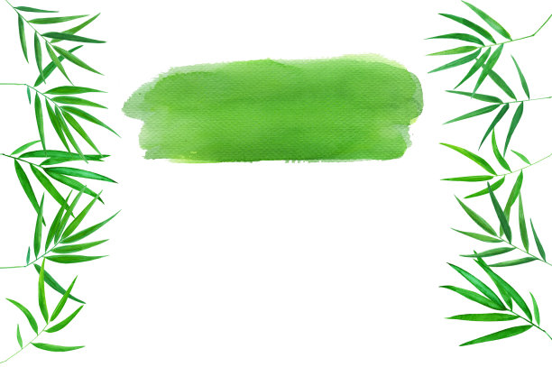 绿竹叶水彩画插图。Handdrawn禅宗的背景。图片下载