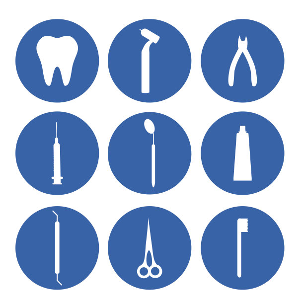 隔离标志牙科工具。牙医护理和医疗。口腔病学组图片下载