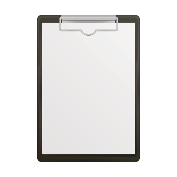 黑色剪贴板与空白白纸附在白色背景。矢量插图。图片下载