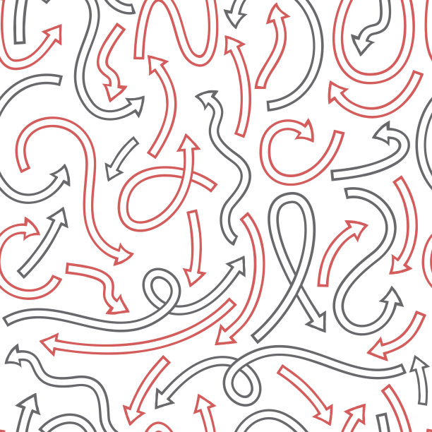 无缝模式与不同的弯曲箭头。矢量插图上的白色背景图片下载