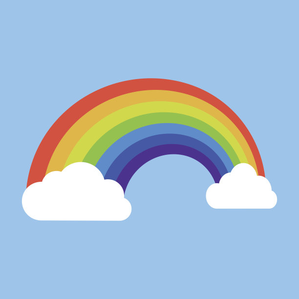 彩虹与云的图标。孤立的背景。矢量插图。图片下载