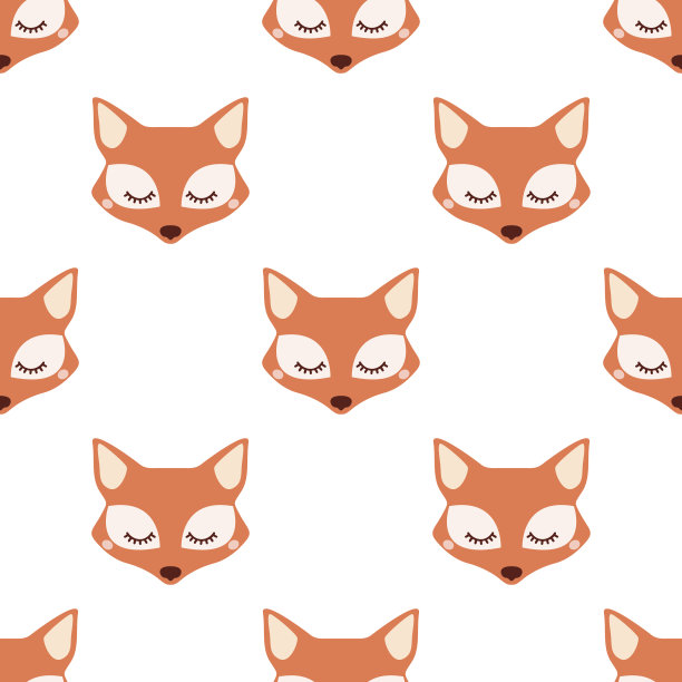 沉睡的狐狸。无缝的矢量模式图片下载
