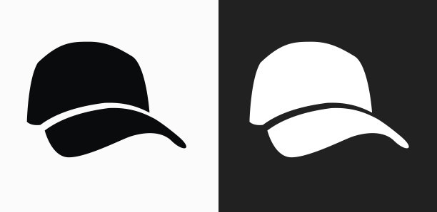 高尔夫球帽图标上的黑色和白色矢量背景图片下载