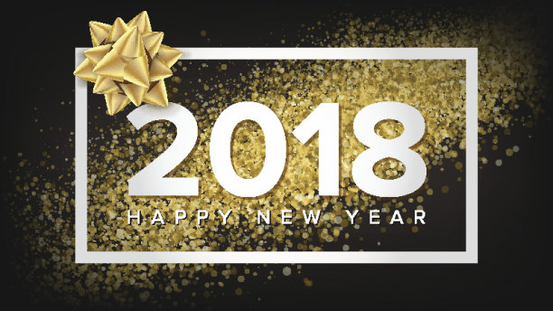 2018年新年海报矢量。现实的弓。圣诞贺卡。豪华圣诞宣传册，传单模板设计。假日插图图片下载