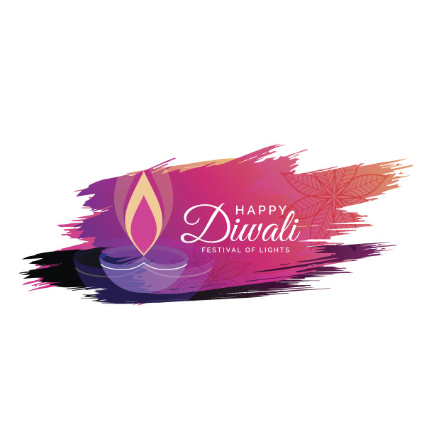 创意水彩排灯节贺卡设计与diya插图图片下载