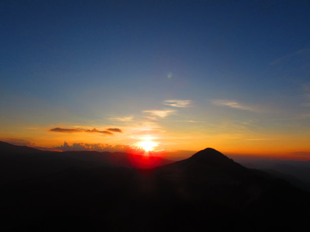 日落与飞行的高度图片下载