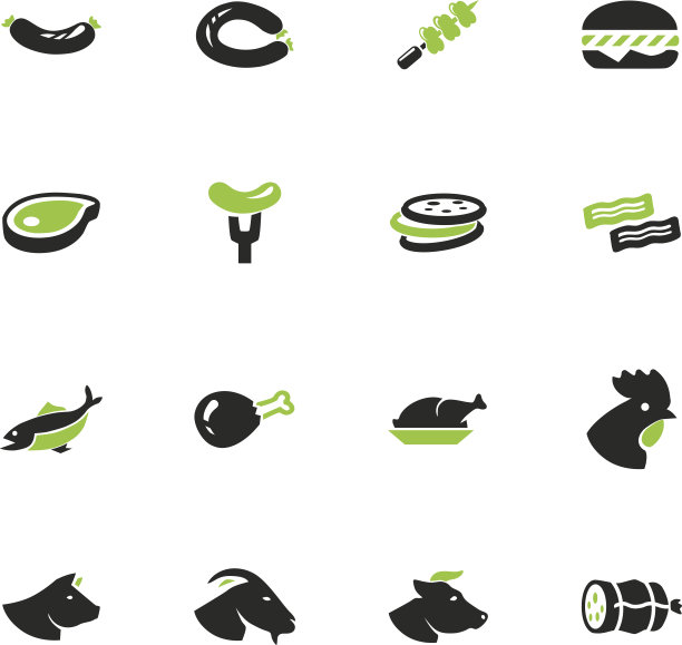 肉类和蛋白质图标设置图片下载