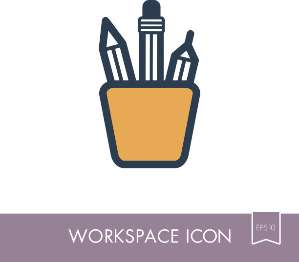 铅笔站轮廓图标。工作区标志图片下载