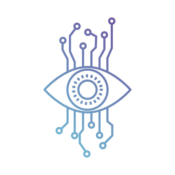 眼睛网络安全的颜色渐变剪影从紫色到蓝色图片下载