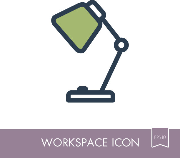 台灯轮廓图标。工作区标志图片下载