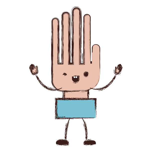 手卡通卡哇伊在彩色模糊剪影图片下载