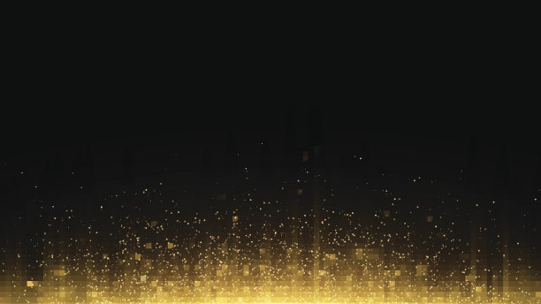 抽象的背景。金色的光与发光的魔法尘埃。在黑暗中发光。矢量图素材图片