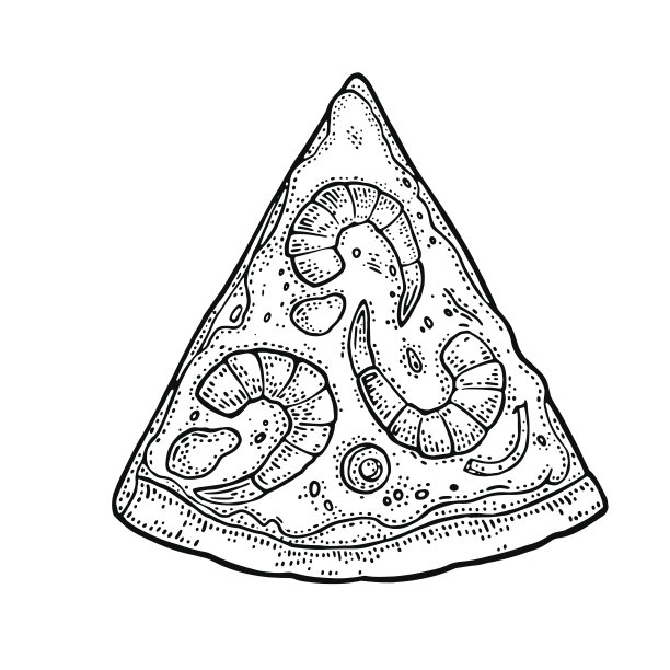 片披萨海鲜。复古矢量雕刻插图海报，菜单，盒子。图片下载