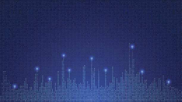 数字背景的发光数字。数字矩阵。大数据。向量素材图片