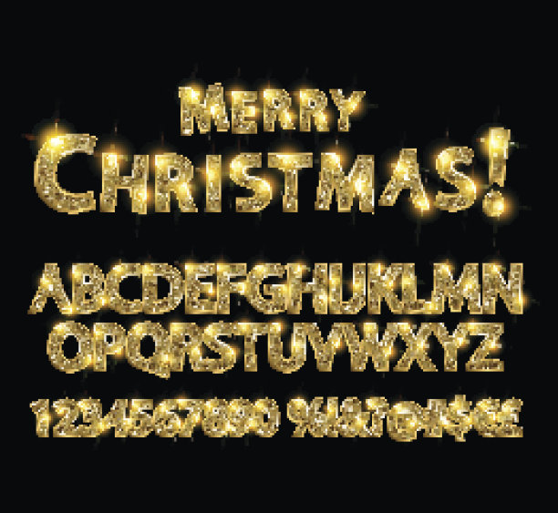用金色字母和数字祝你圣诞快乐图片下载