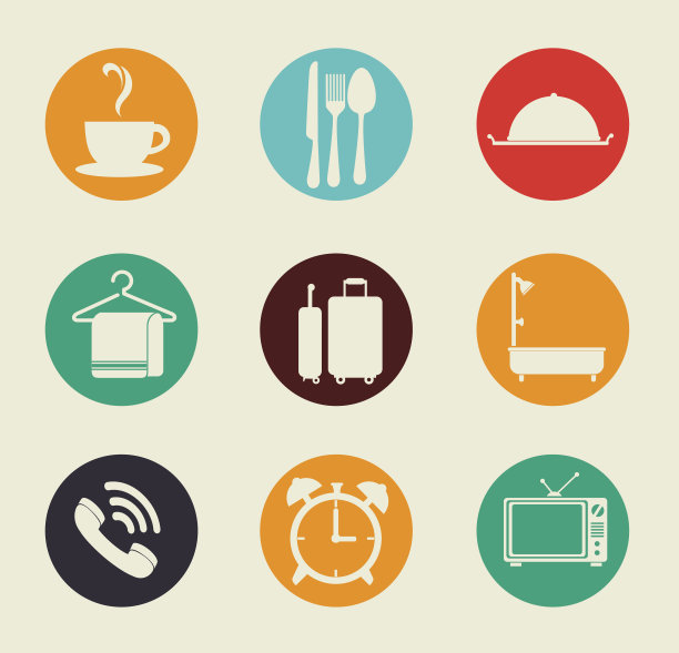 酒店设计在白色背景矢量插图图片下载