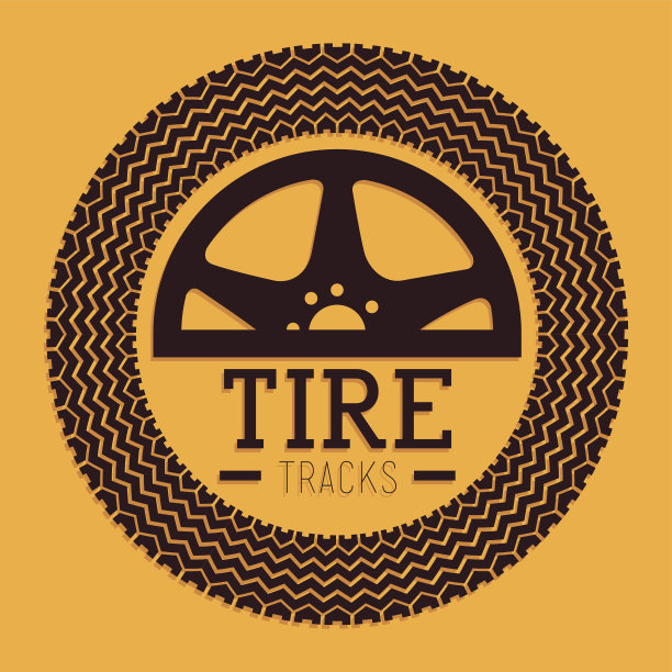 轮胎设计在黄色背景矢量插图图片下载