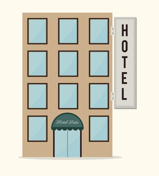 酒店设计在白色背景矢量插图图片下载