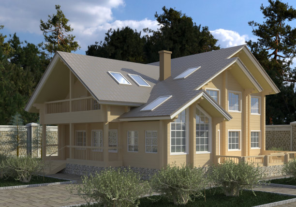 房子照片逼真渲染3D插图图片下载