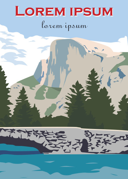 山向量景观。森林和山脉的全景。图片下载