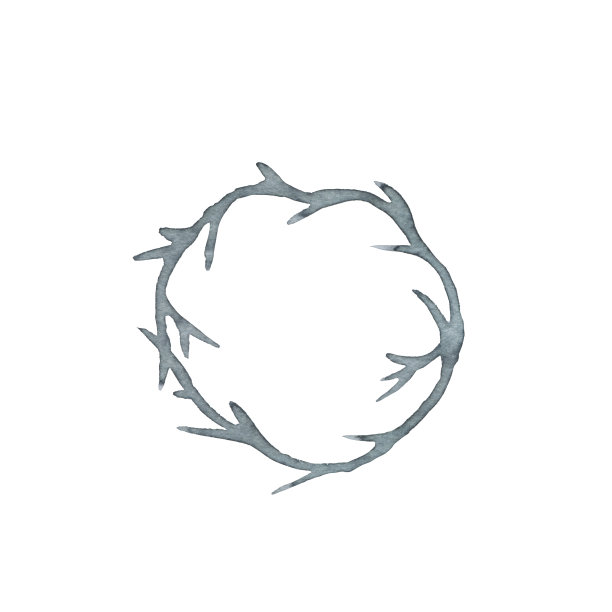 水彩树枝花环。万圣节插图集图片下载