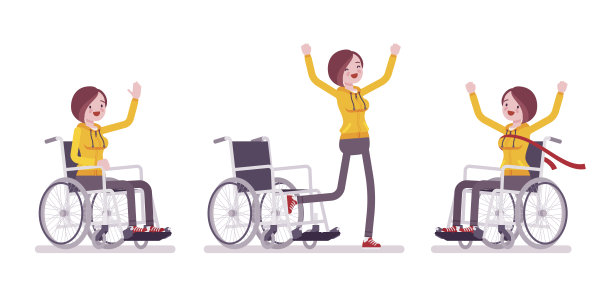 女性年轻轮椅使用者积极情绪图片下载