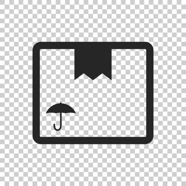 包装盒图标与伞符号。装运包在孤立的背景上简单的矢量插图。图片下载