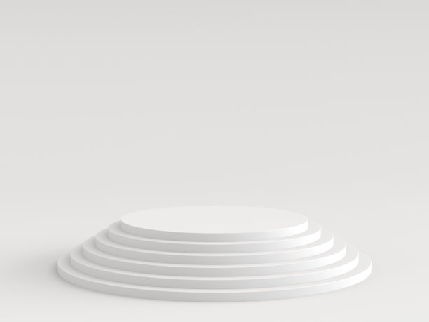 白色背景上的白色领奖台3D渲染图片下载