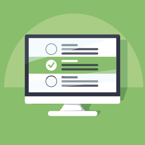 电脑屏幕上的复选框。复选框和绿色的复选标记。现代概念的网页横幅图片下载