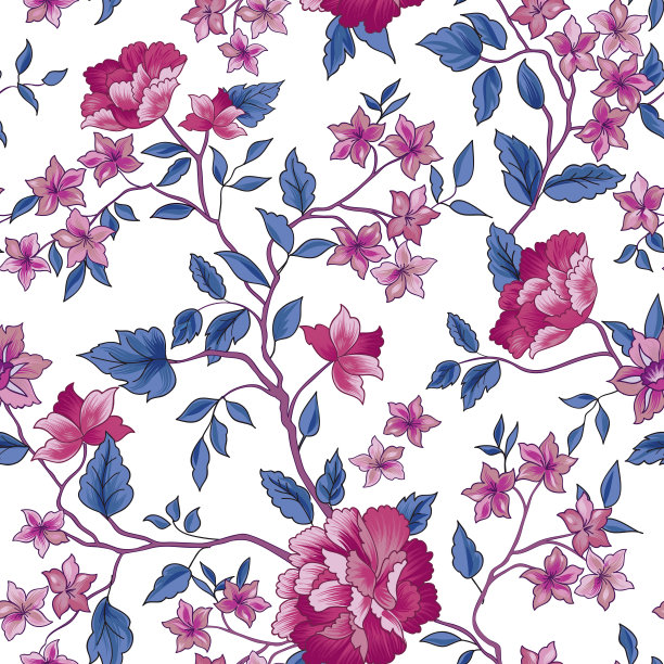 花卉无缝模式。花园花背景图片下载