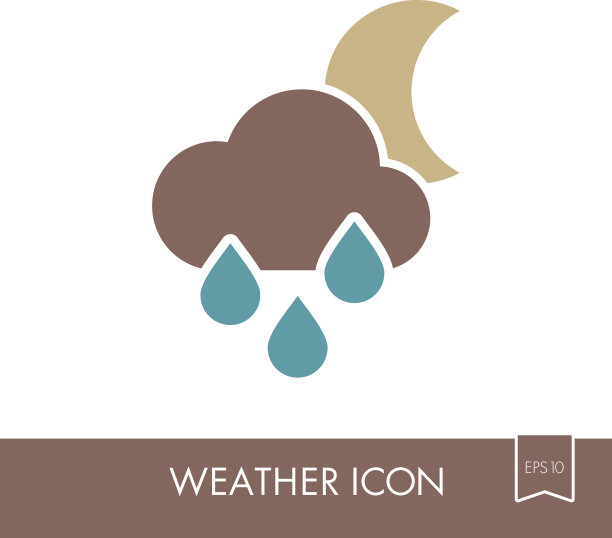 雨云月亮图标。气象学。天气图片下载