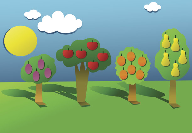 一组剪纸果树图片下载