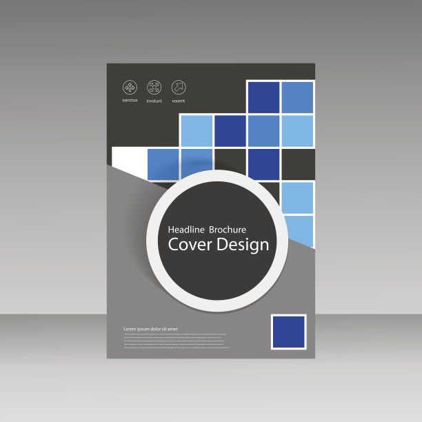 抽象的宣传册模板设计有正方形和圆形图片下载