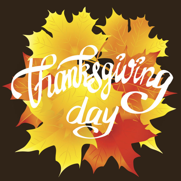 感恩节快乐——以枫叶为设计元素的手写贺卡图片下载