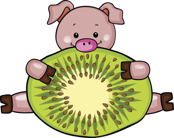 小猪和猕猴桃片图片下载