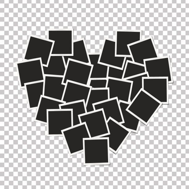 心的概念与相框孤立。记忆、卡片、爱情模板设计。矢量图图片下载