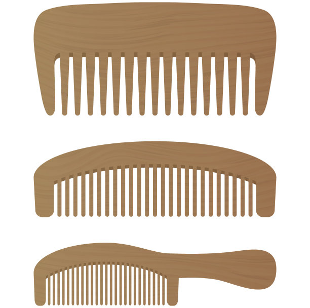 采购产品梳子，理发梳，发饰，在白色背景上孤立的木梳子。矢量图图片下载