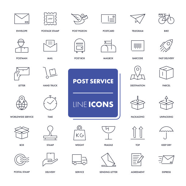 行图标集。邮政服务图片下载